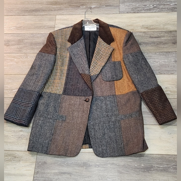 International Scene Vintage Suede Leather Patchwork Blazer - Picture 6 of 8